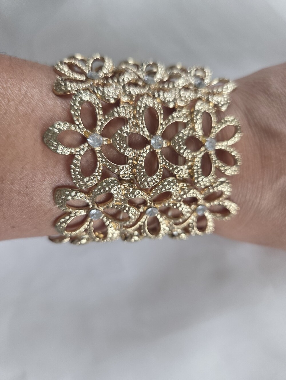 Gold Floral Statement Cuff Bracelet - Women Jewelry